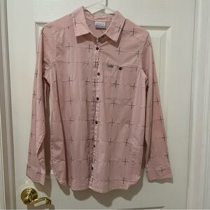 Columbia Pink Windowpane Pattern Button Down‎ Casual Shirt Sz M EUC